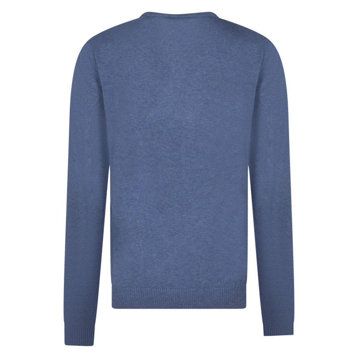 Pull en coton kaki uni à col v avec le nom de la marque en petit bleu, TEDDY SMITH