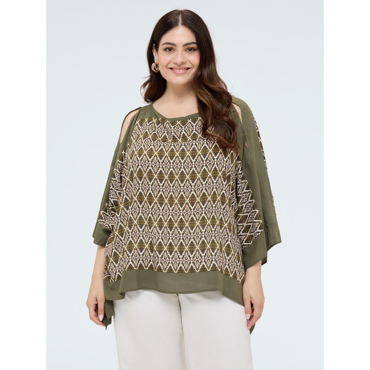 Blouse imprimée verde militare, FIORELLA RUBINO