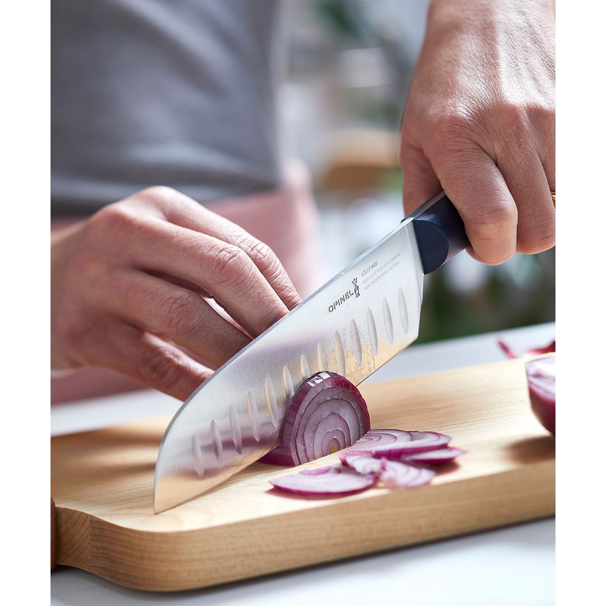 Couteau japonais Santoku Intempora No219 bleu marine, OPINEL