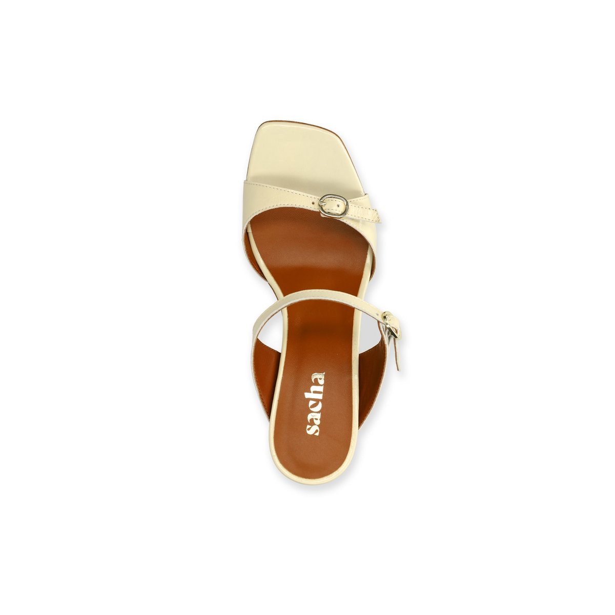 Sandales à talon en cuir verni jaune, SACHA