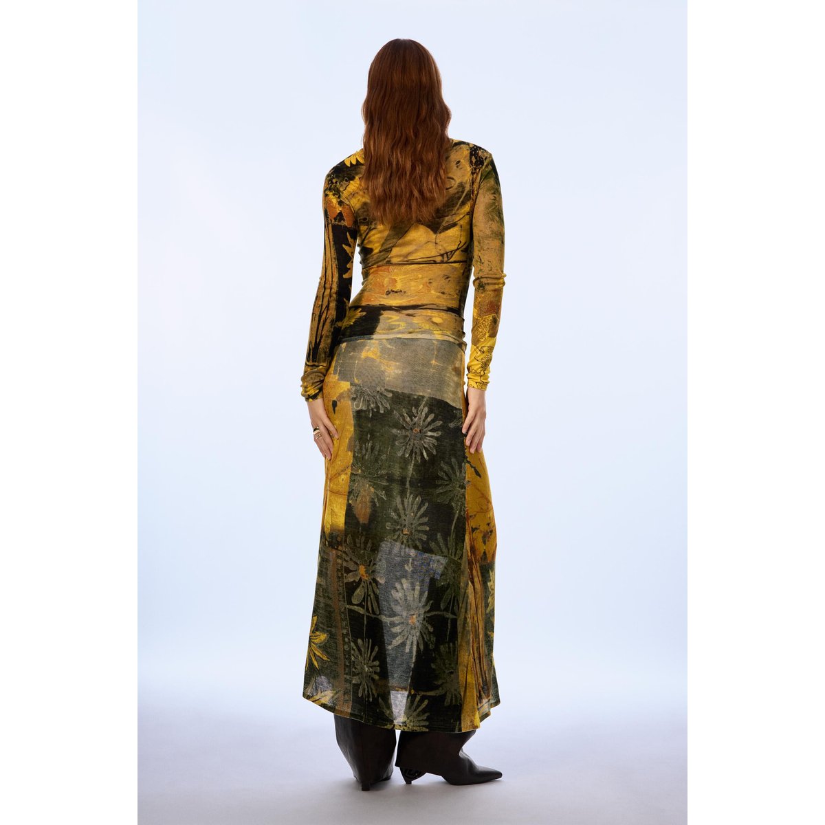 Jupe longue imprimée vert, DESIGUAL