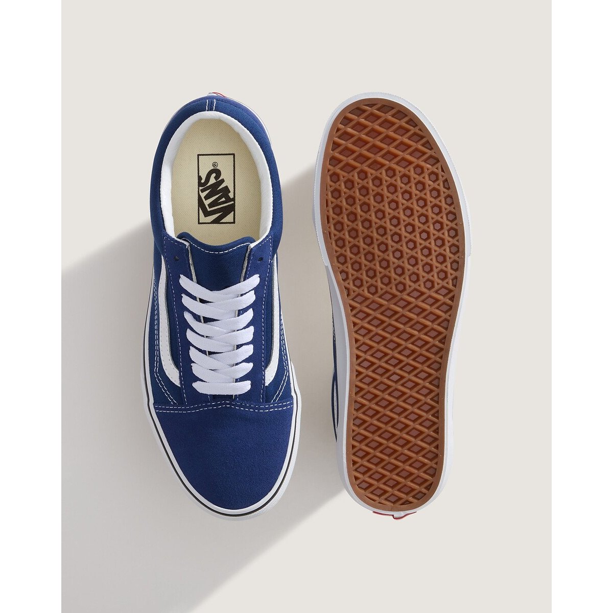 Baskets en cuir OLD SKOOL bleu marine, VANS