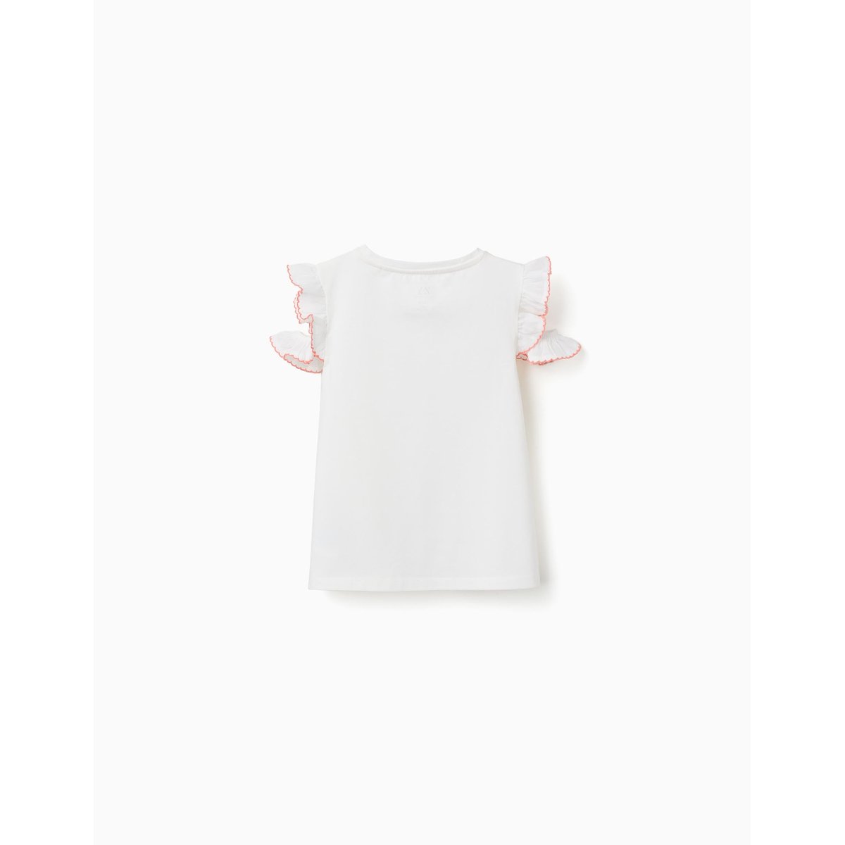 T-shirt en coton avec imprimé mosaïque et manches à volants blanc, ZIPPY