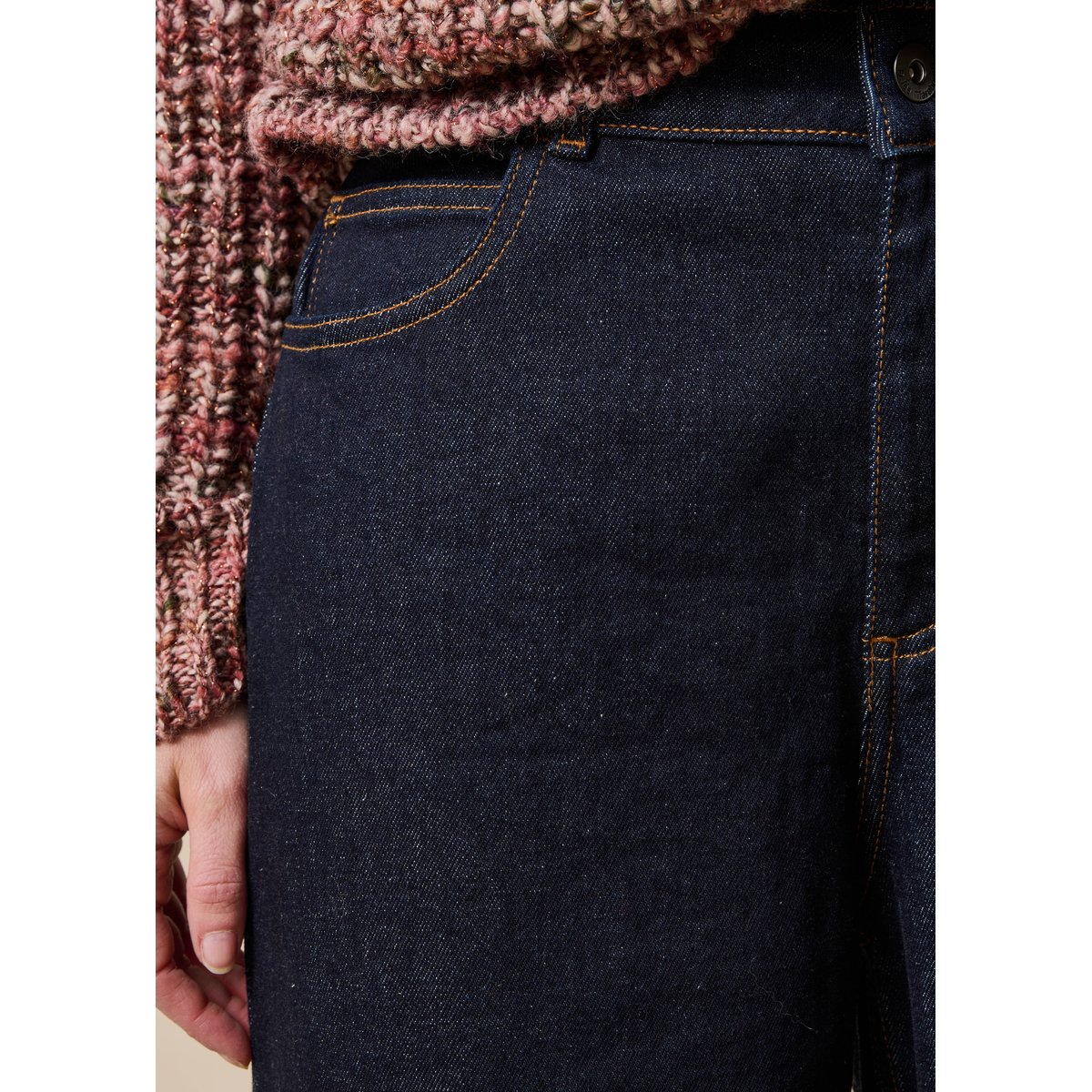 Jean cropped en coton biologique dark brut, LA FEE MARABOUTEE