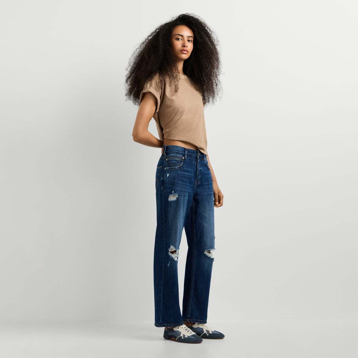 Craft - Jean Coupe Boyfriend, Taille Moyenne classique mid blue damage, PEPE JEANS
