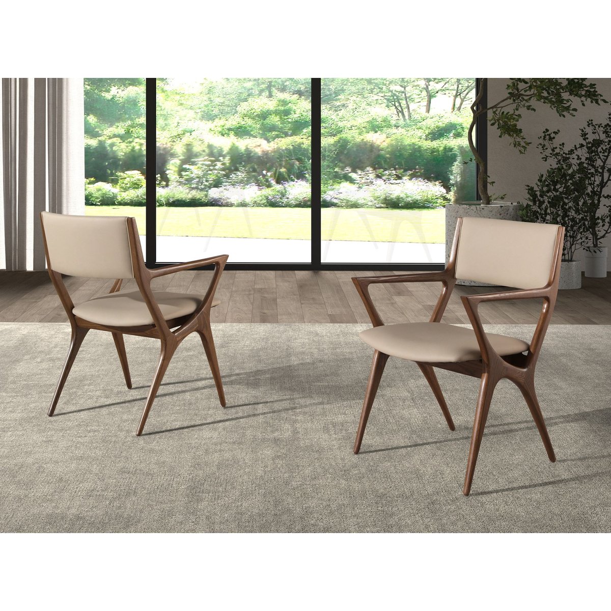 Chaise en similicuir noyer | taupe, ANGEL CERDA