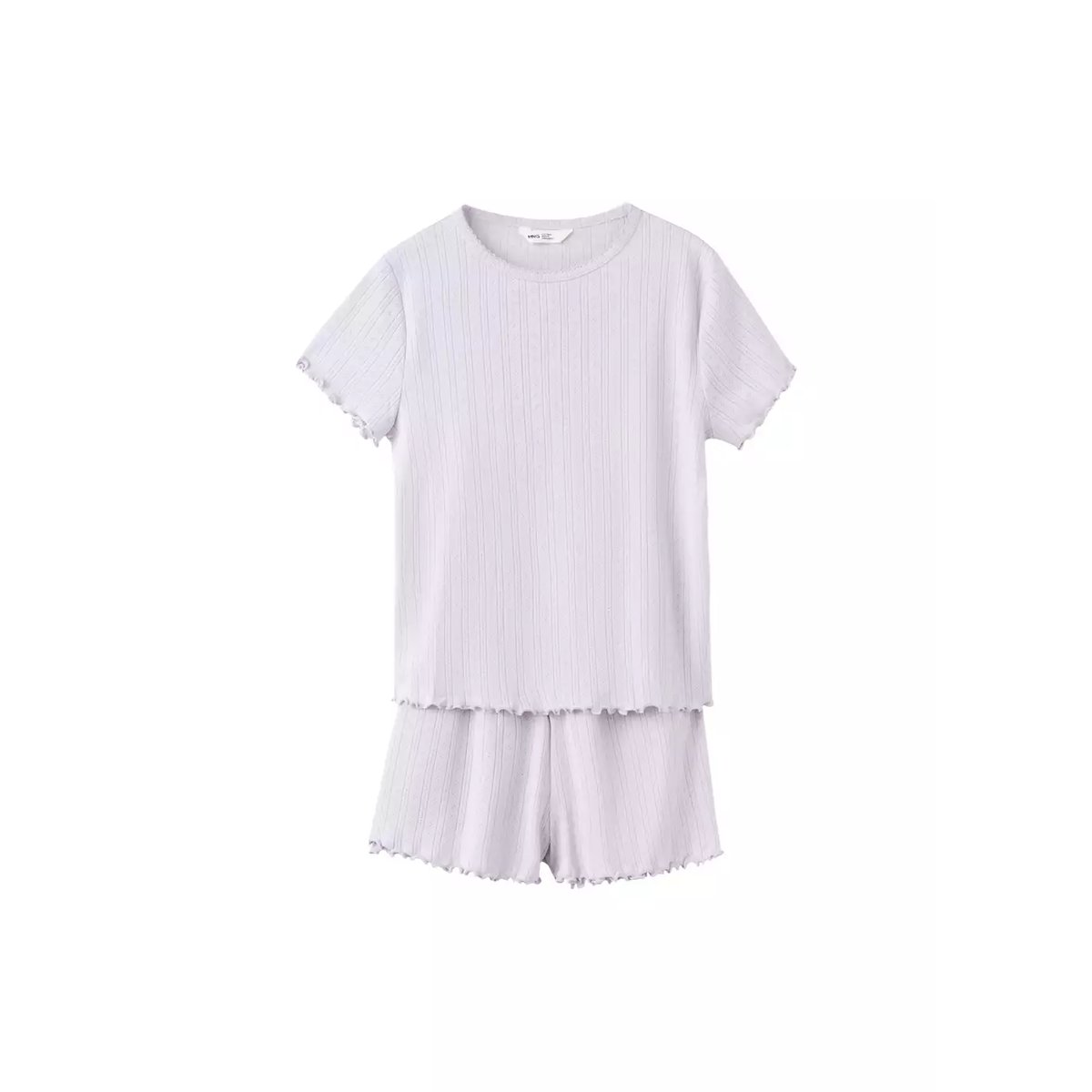 Pyjama court maille côtelée lilas, MANGO KIDS