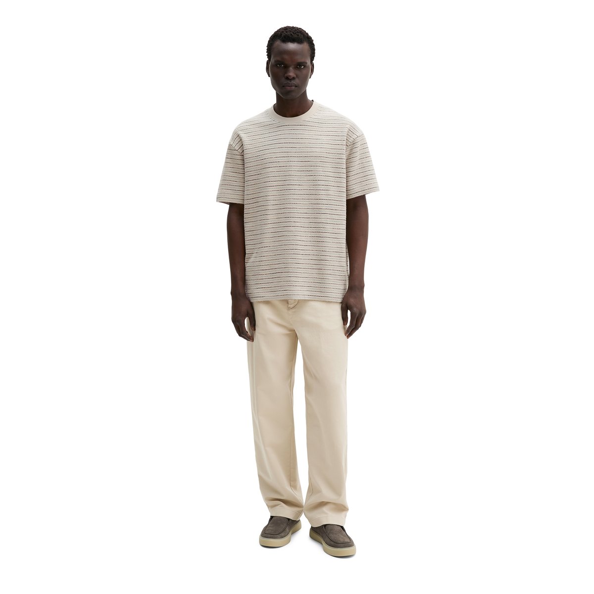 T-shirt DfC relaxed en jersey slub lourd beige, MARC O'POLO