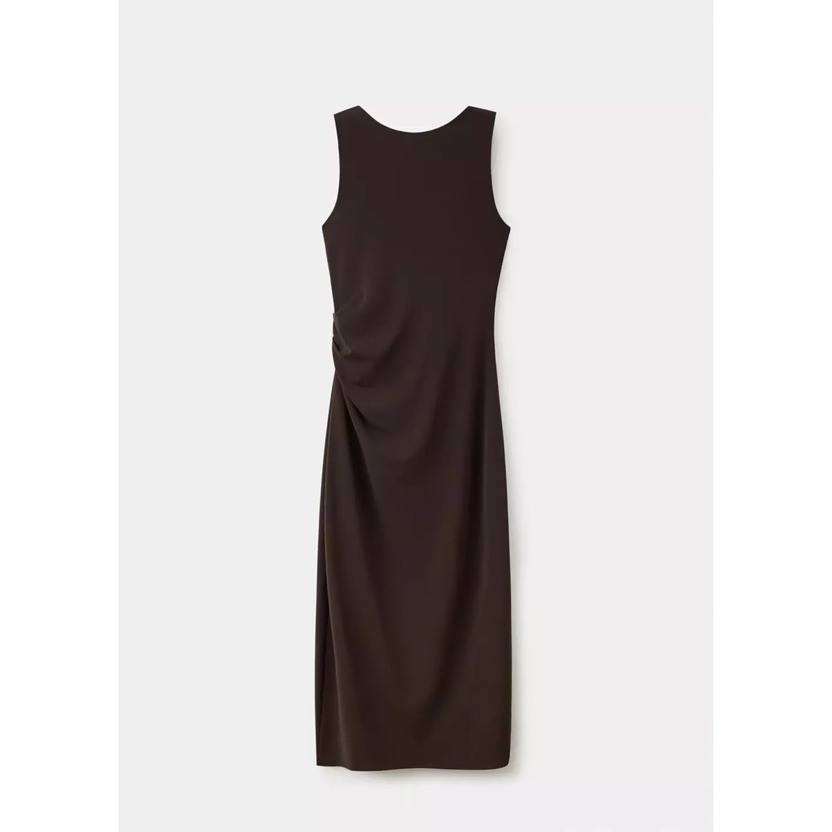 Robe froncée, dos ouvert marron, MANGO