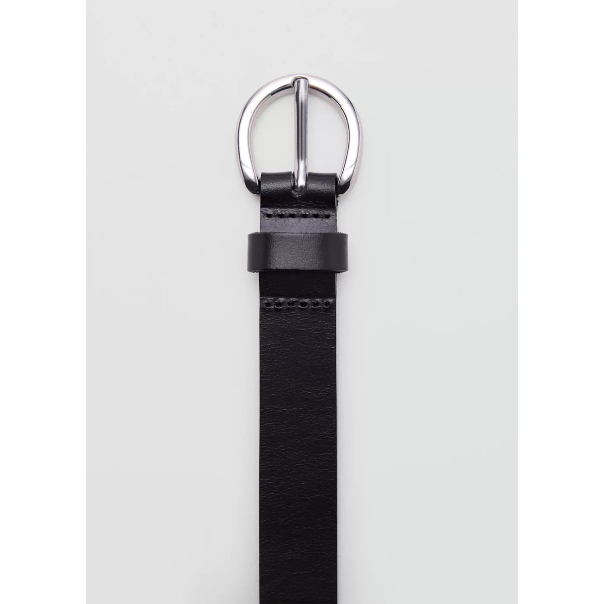Ceinture cuir boucle ovale noir, MANGO