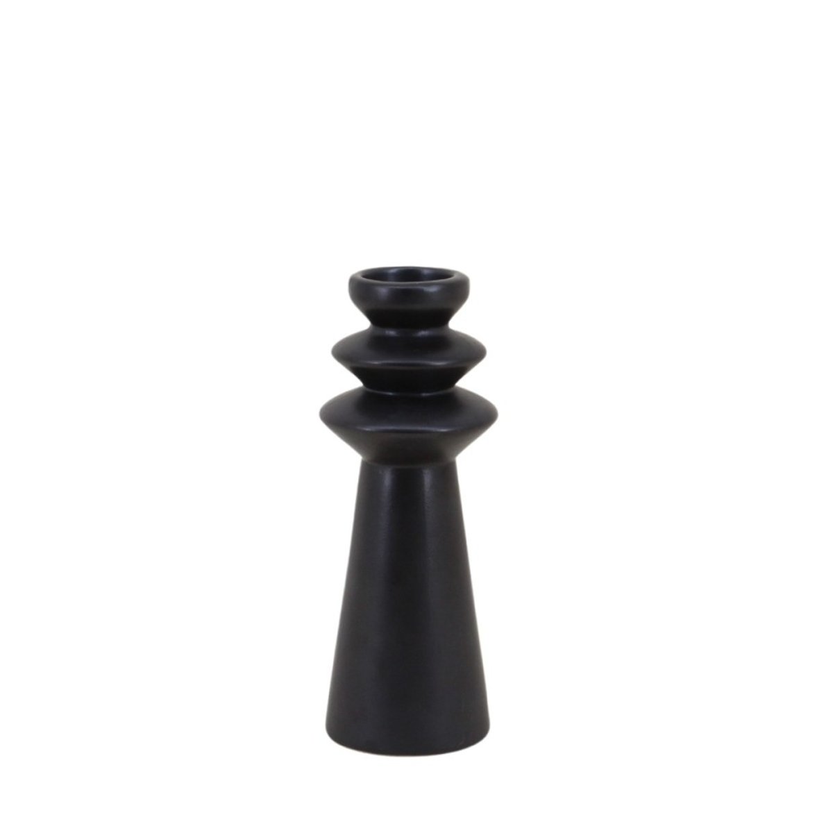 Bougeoir design en grès 22cm noir, ORNAMI