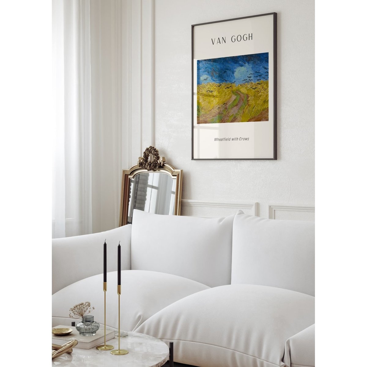 Affiche Van Gogh - Wheatfield with Crows blanc, L'AFFICHERIE