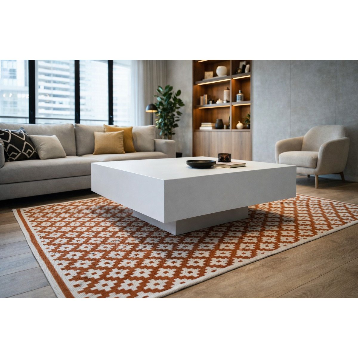 Table basse en acier Metallica - blanc, MATHI DESIGN