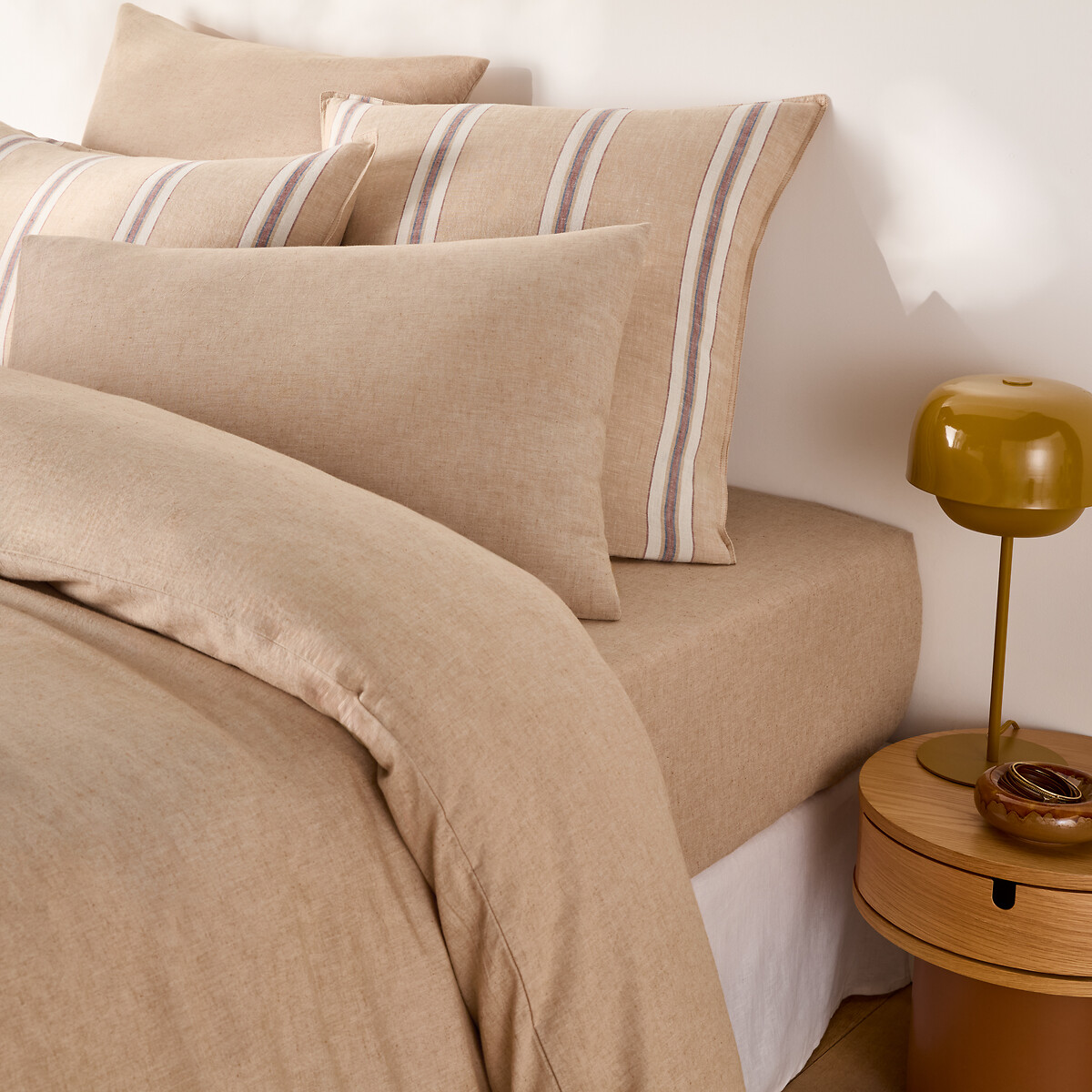 Funda de almohada lisa de algodón y lino lavado, de chambray, JILA beige , LA REDOUTE INTERIEURS