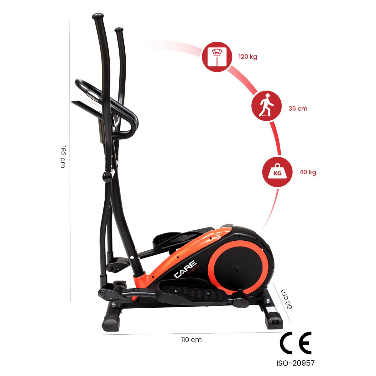 Vélo elliptique SPORTIS - CARE - connecté noir, CARE FITNESS