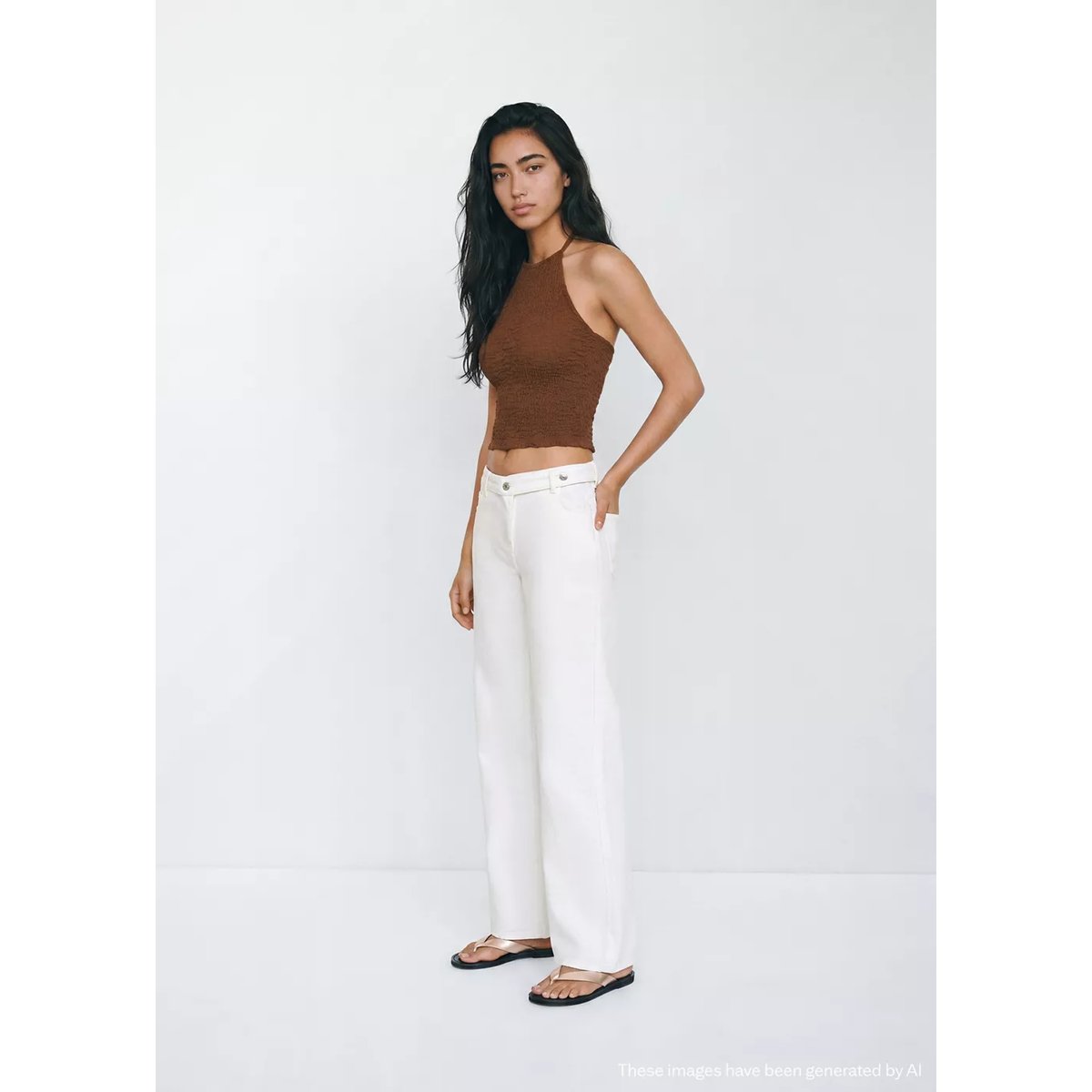 Jean droit détail ceinture blanc, MANGO TEEN