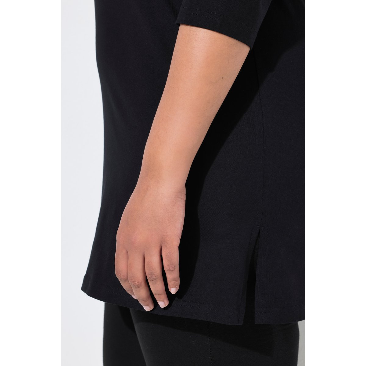 T-shirt long, coupe évasée noir, ULLA POPKEN