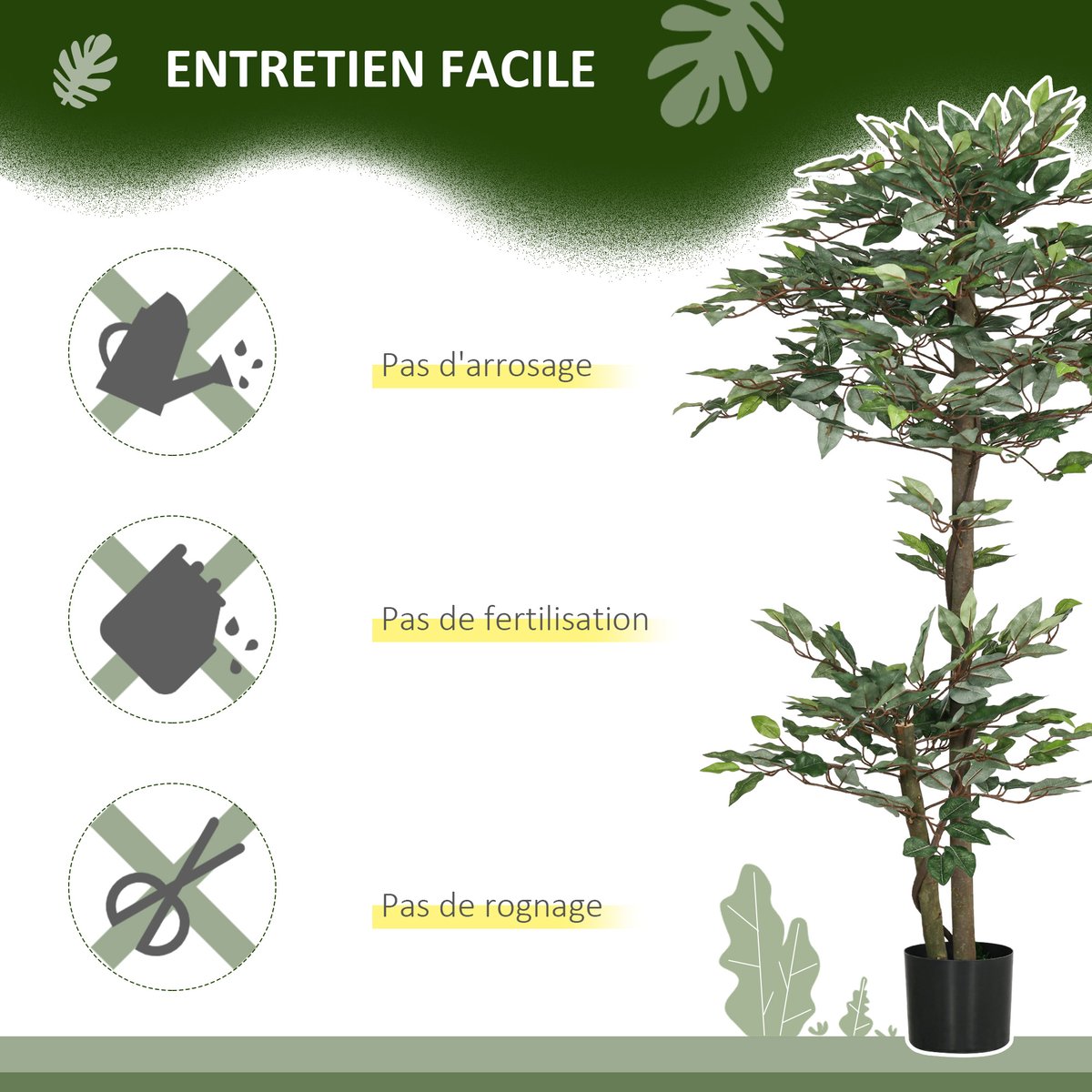 Plantes artificielles PE Vert vert, OUTSUNNY