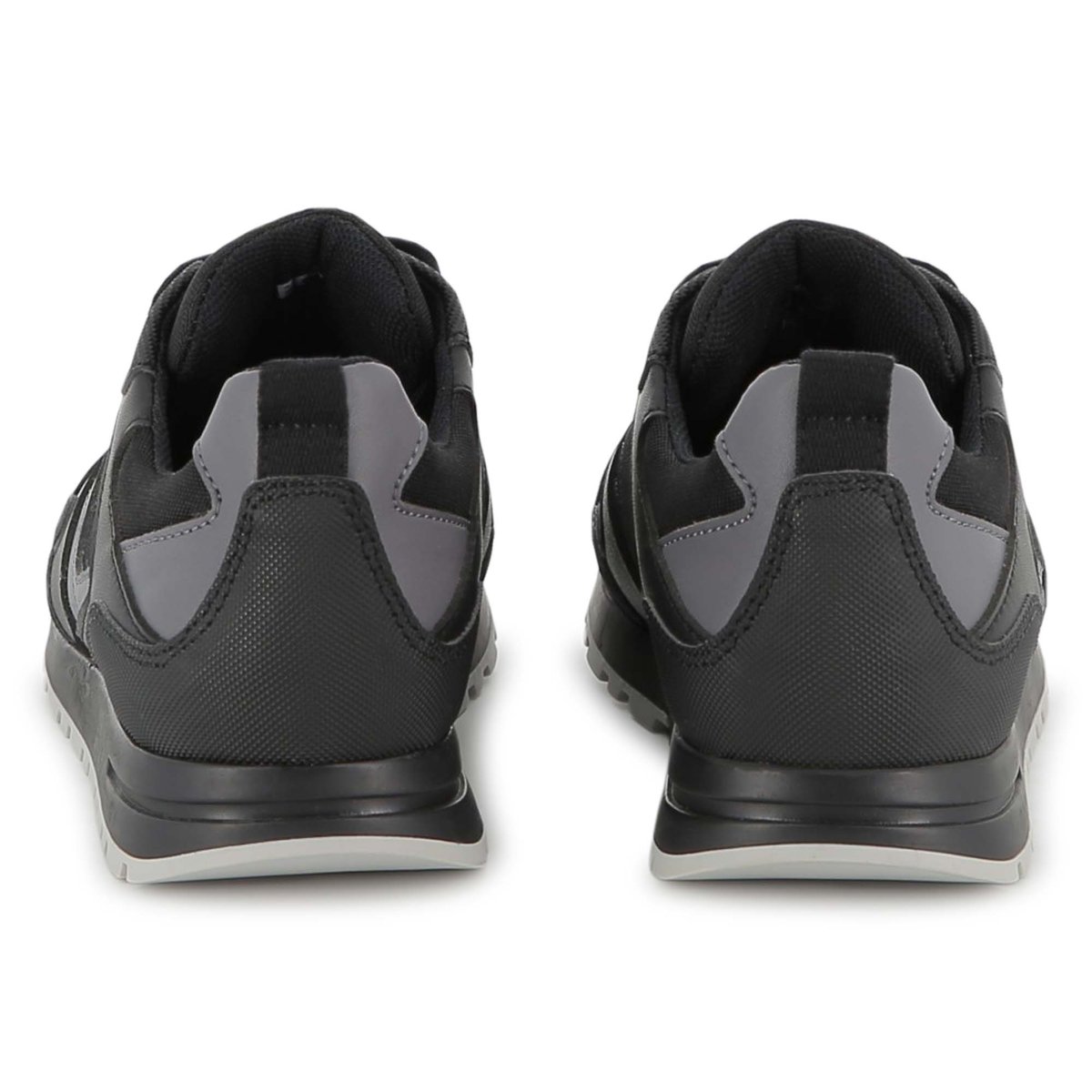 Baskets en simili et toile black, BOSS KIDSWEAR