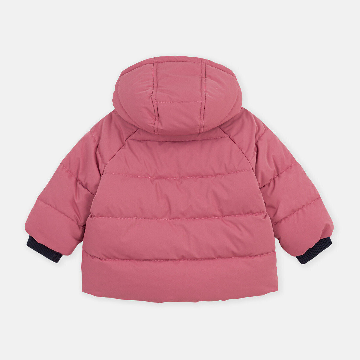 Piumino a tinta unita con cappuccio, in poliestere rosa, PETIT BATEAU