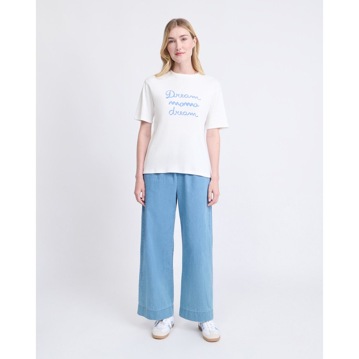 T-shirt Dream mama dream en coton bio côtelé blanc, EMOI EMOI