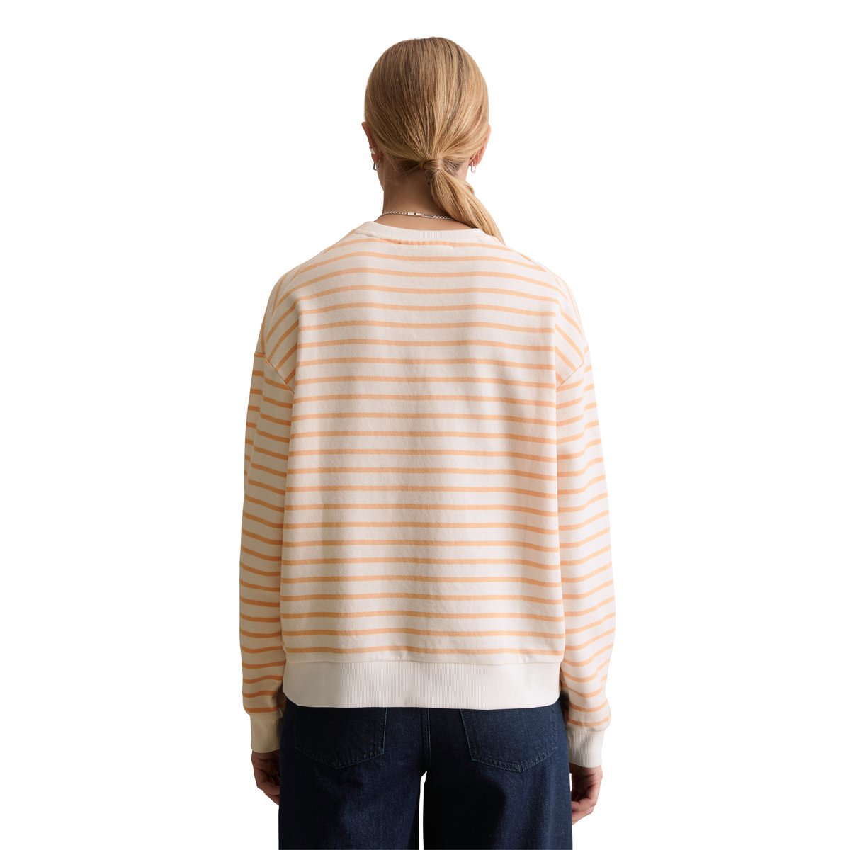 Sweat-shirt à rayures oversize en pur coton organique orange, MARC O’POLO DENIM