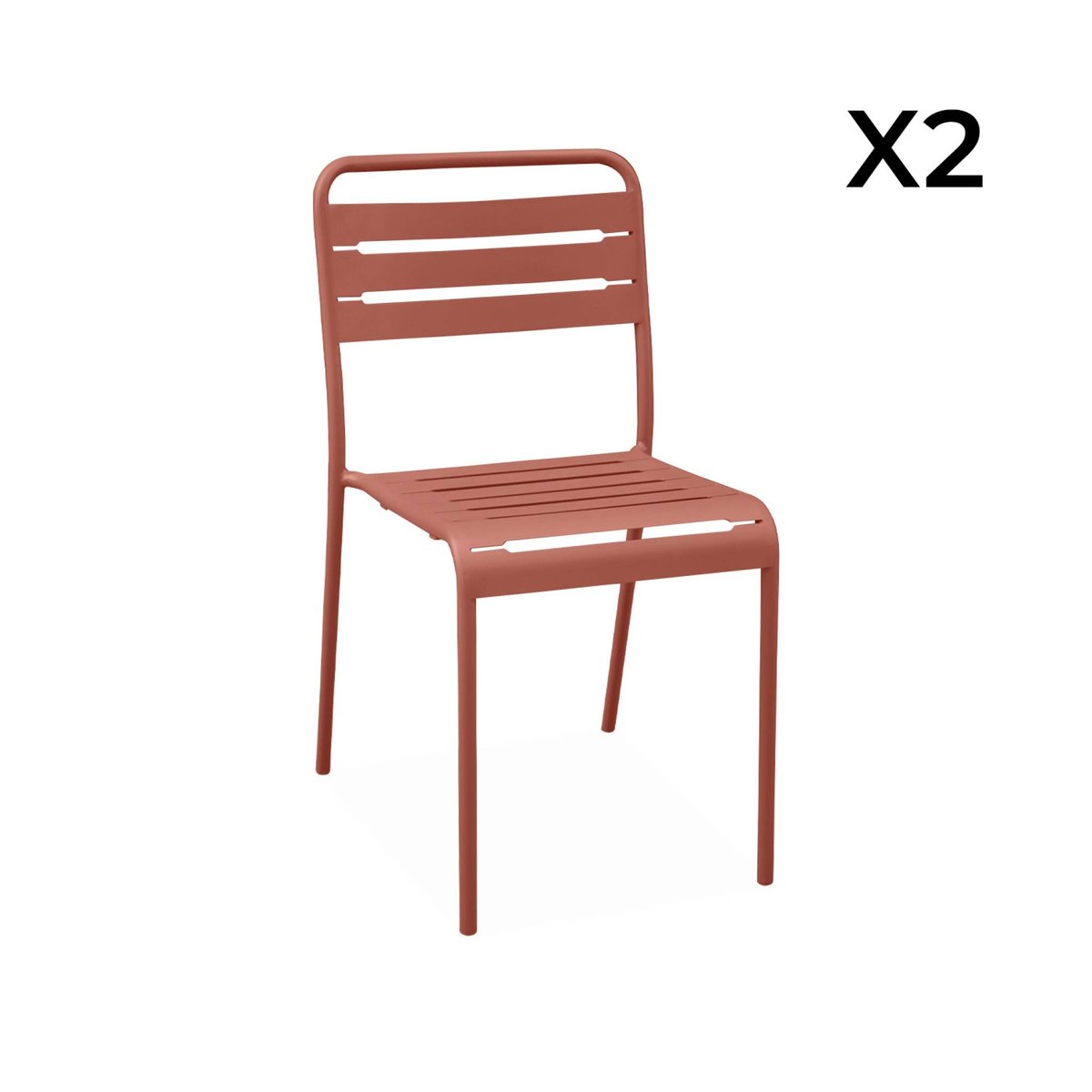 Table de jardin bistrot carré acier + 2 assises OREA + AMÉLIA kaki, SWEEEK