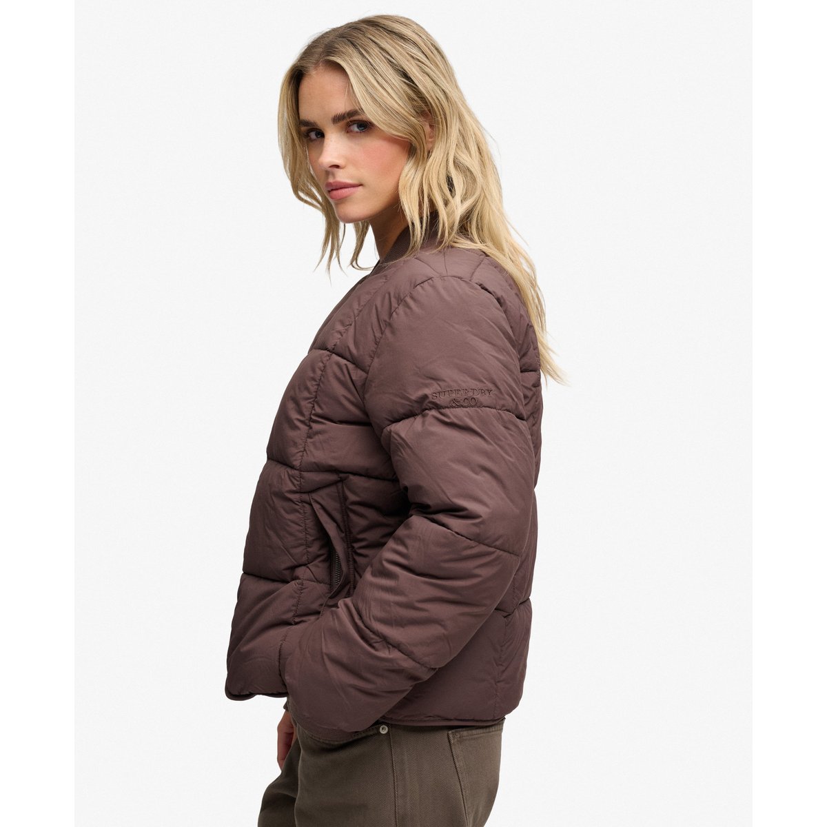 Veste Matelassée Large Box marron grain de café, SUPERDRY