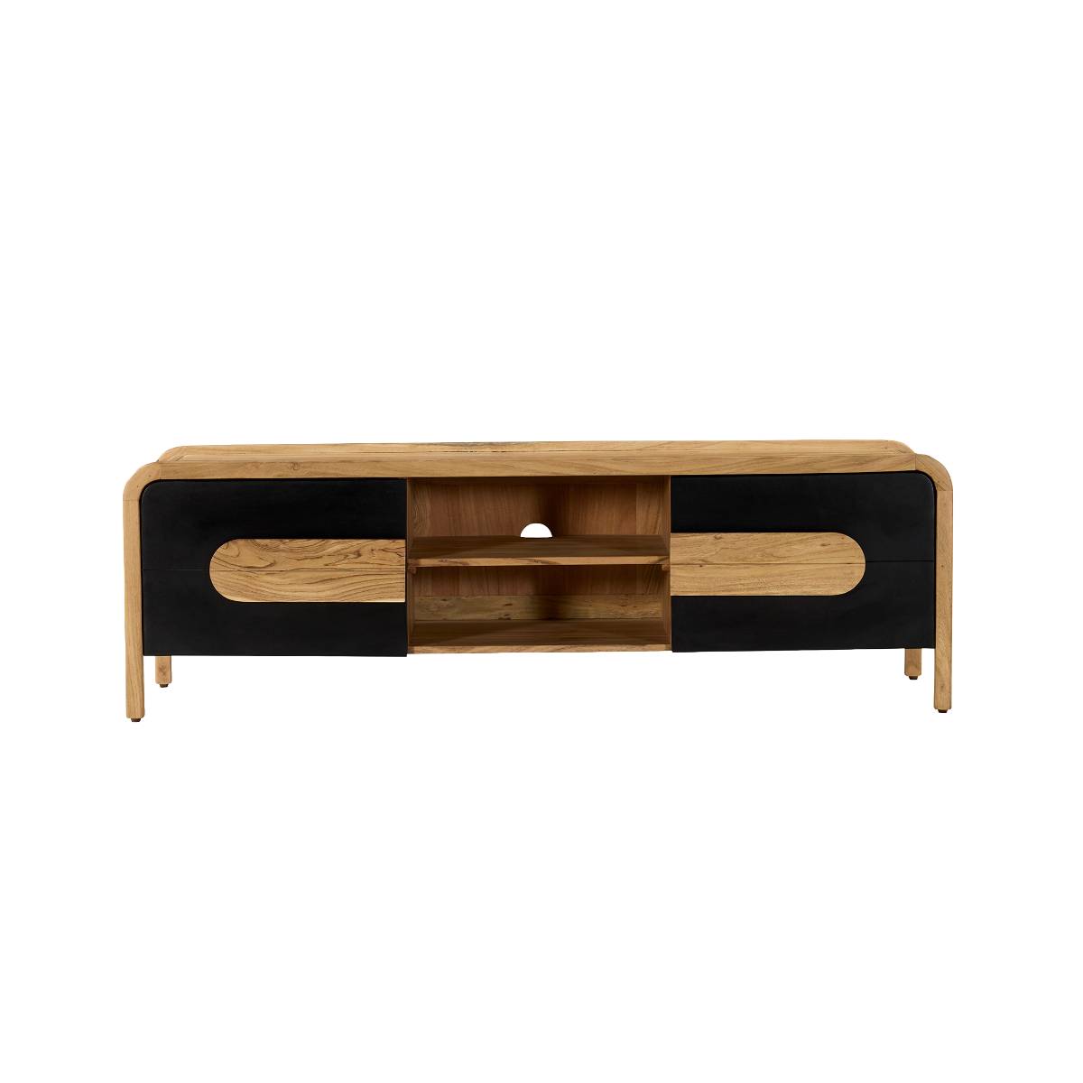Meuble TV en bois d'acacia CESAR noir, MADE IN MEUBLES 