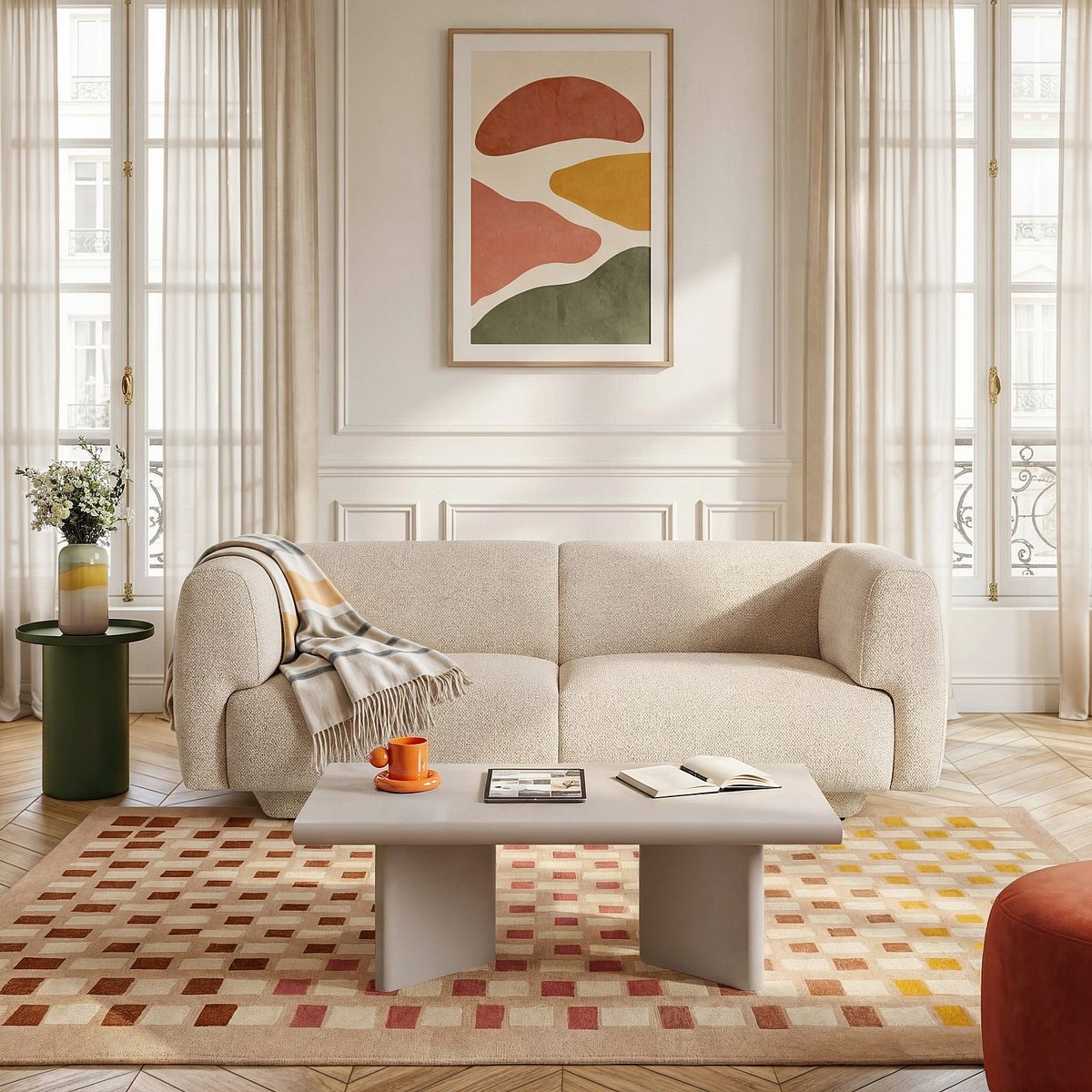 Canapé en tissu texturé AUSTIN beige, HABITAT