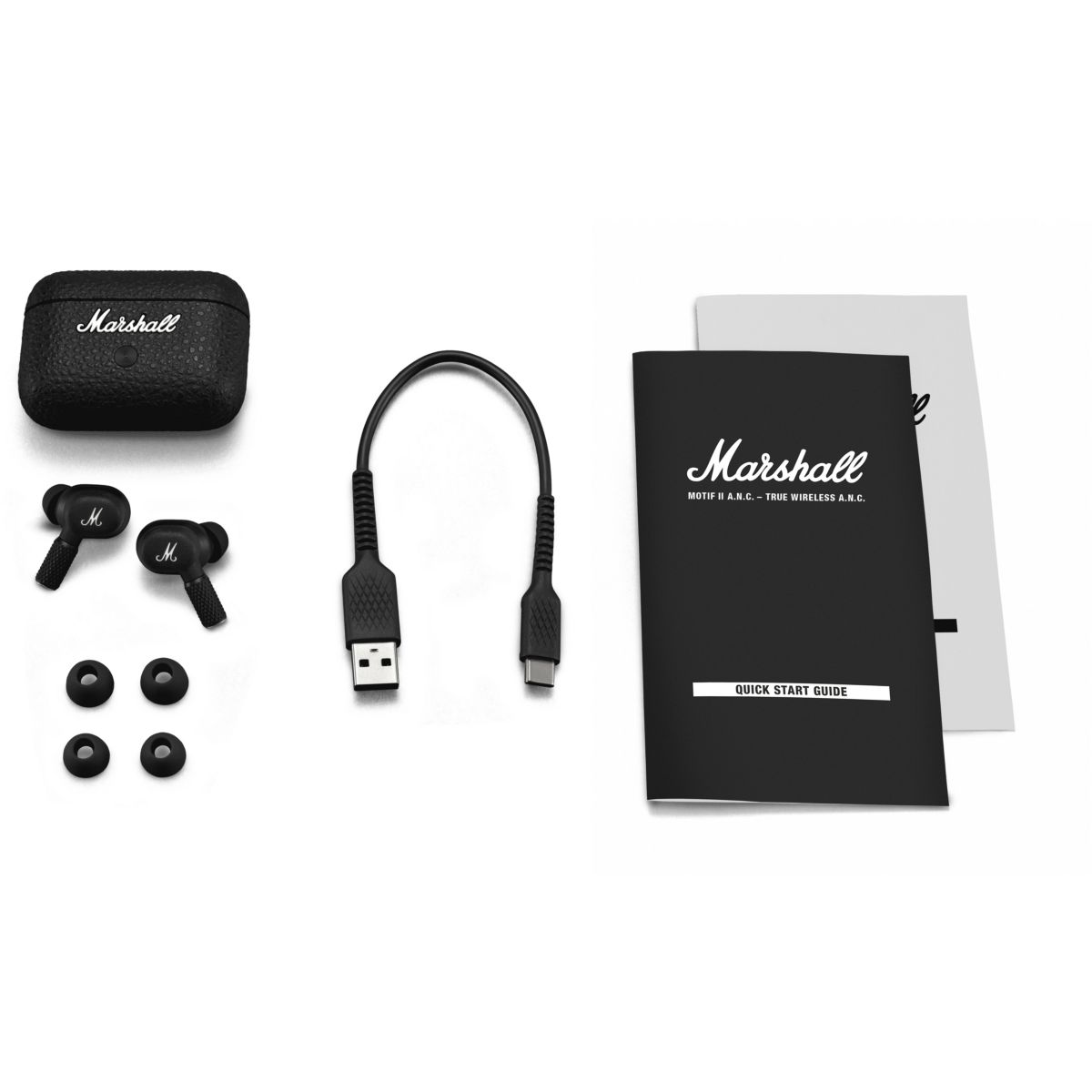 Ecouteurs Motif II ANC - Réduction de bruit, sans fil, intra-auriculaires, autonomie 30h noir, MARSHALL