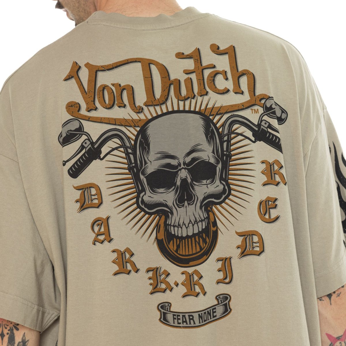Tee shirt coton BOSTON kaki/noir, VON DUTCH