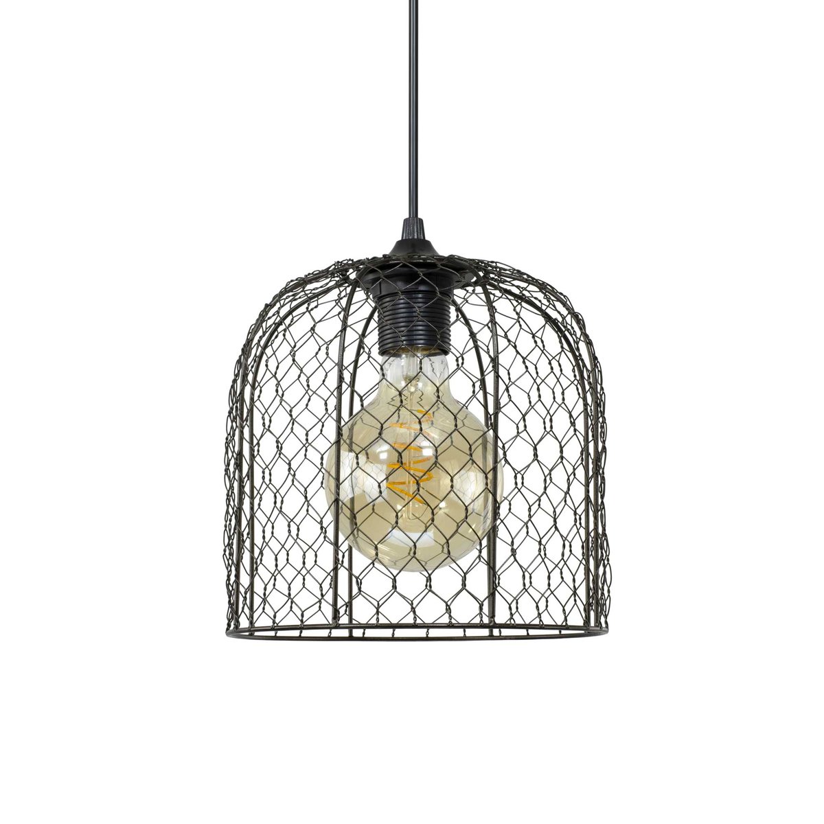 Suspension cloche en métal grillagé, CLOCHINE gris anthracite, C-CREATION