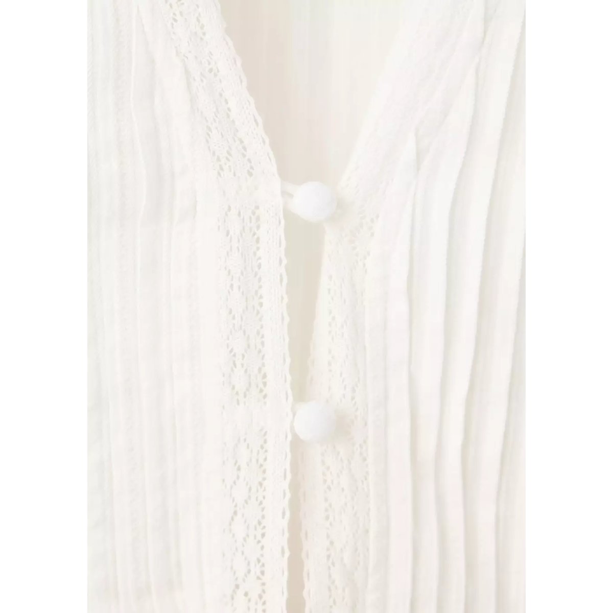 Blouse texturée détails ajourés blanc cassé, MANGO TEEN