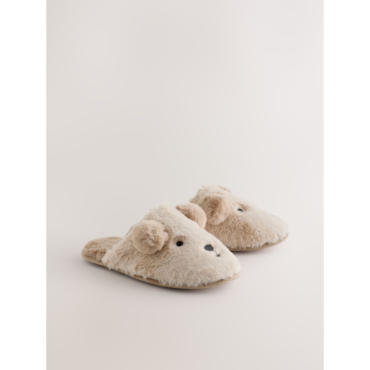 Chaussons mules ours en imitation fourrure marron fauve, NEXT
