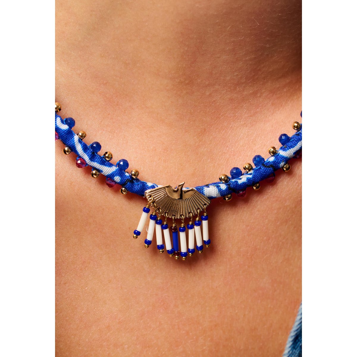 Collier cordon avec pendentif SWANNY indigo, HIPANEMA