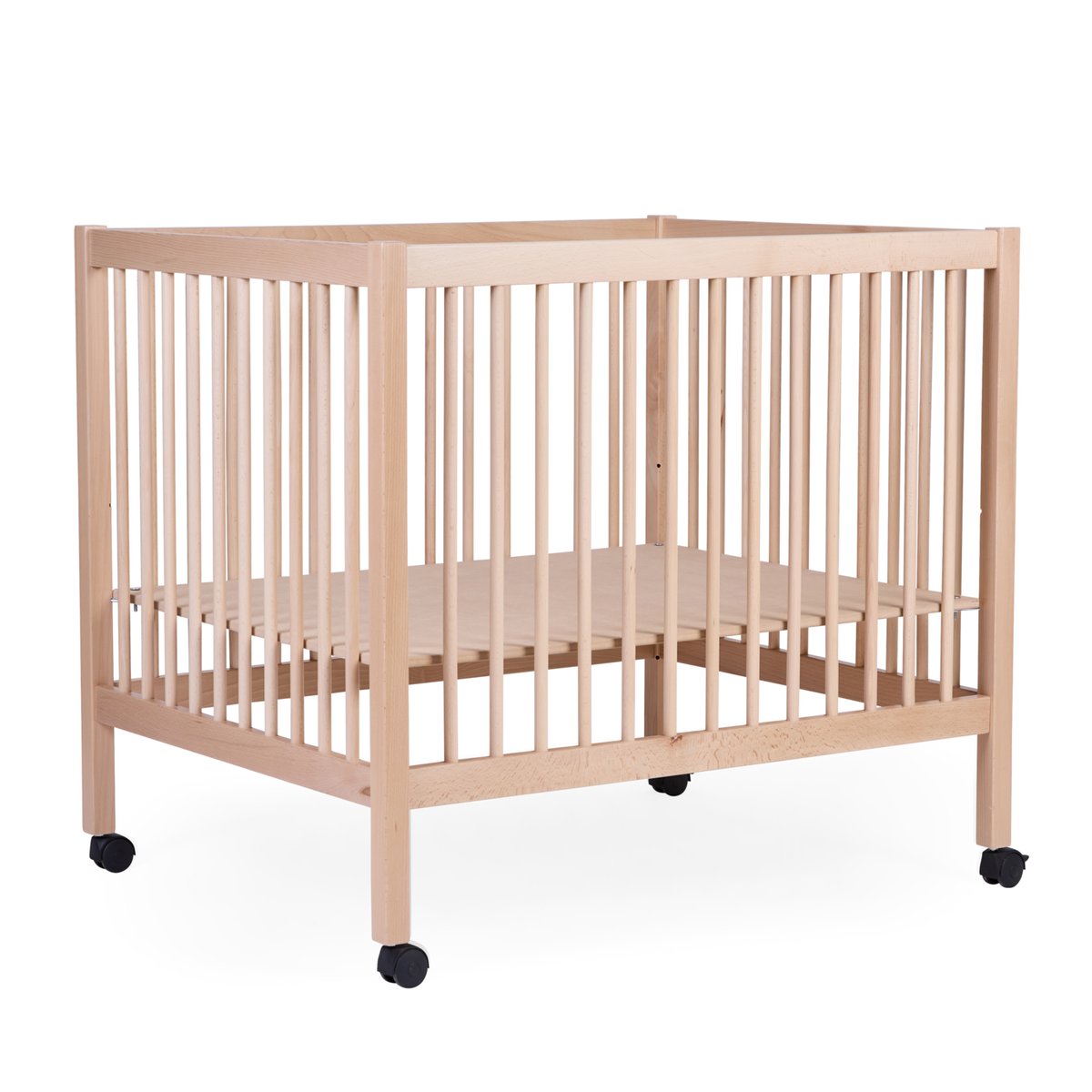 Parc pour bébé en bois + roues 95x75 cm PARC 98 naturel, CHILDHOME