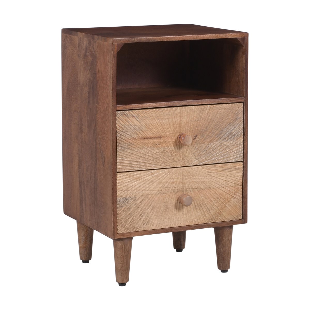 Table de chevet 2 tiroirs, bois de manguier, SALEM bois, NORDLYS
