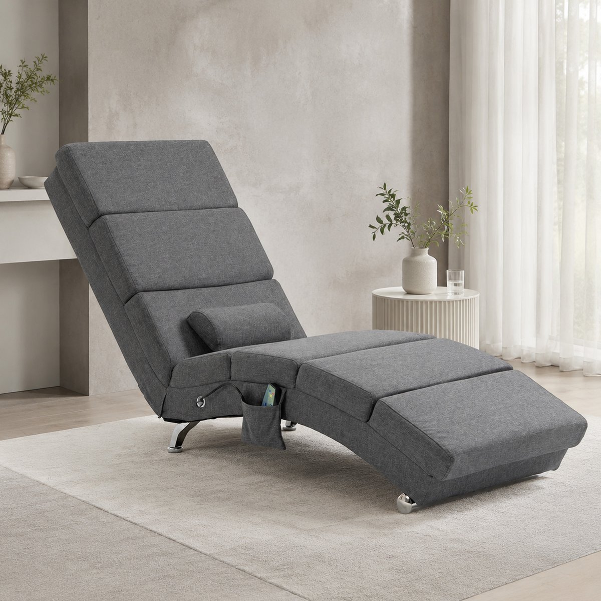 Fauteuil de massage inclinable Tissu effet gris foncé, HOMCOM