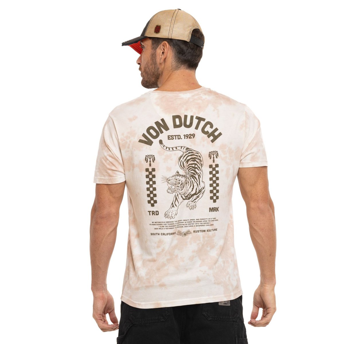 Tee Shirt en coton SOUTH beige/rose pâle/marron, VON DUTCH