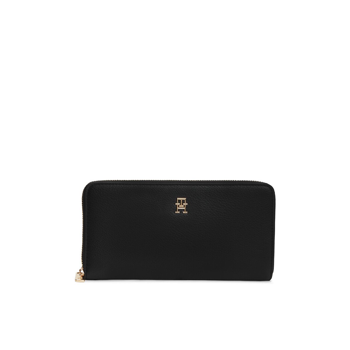 Portafoglio con cerniera aspetto martellato nero , TOMMY HILFIGER