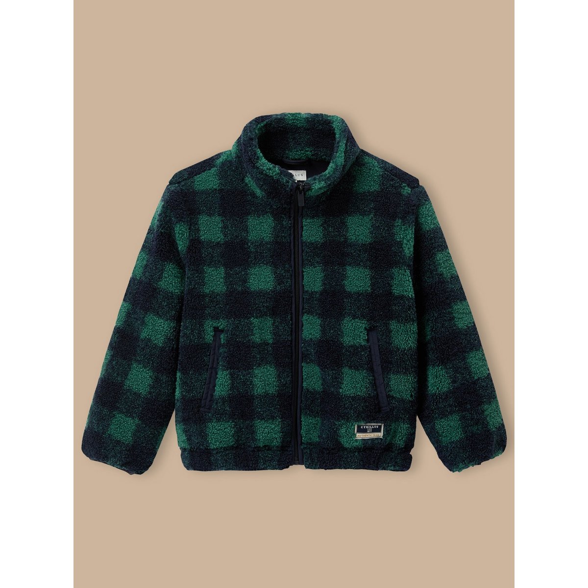 Veste sherpa à carreaux carreaux bleu/vert, CYRILLUS