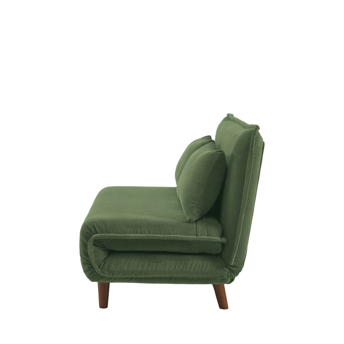 Canapé convertible 2 places en velours côtelé pieds bois foncé- NELLA vert, DRAWER