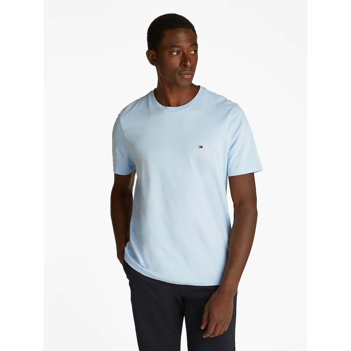 Maglietta dritta spessa blu pallido, TOMMY HILFIGER
