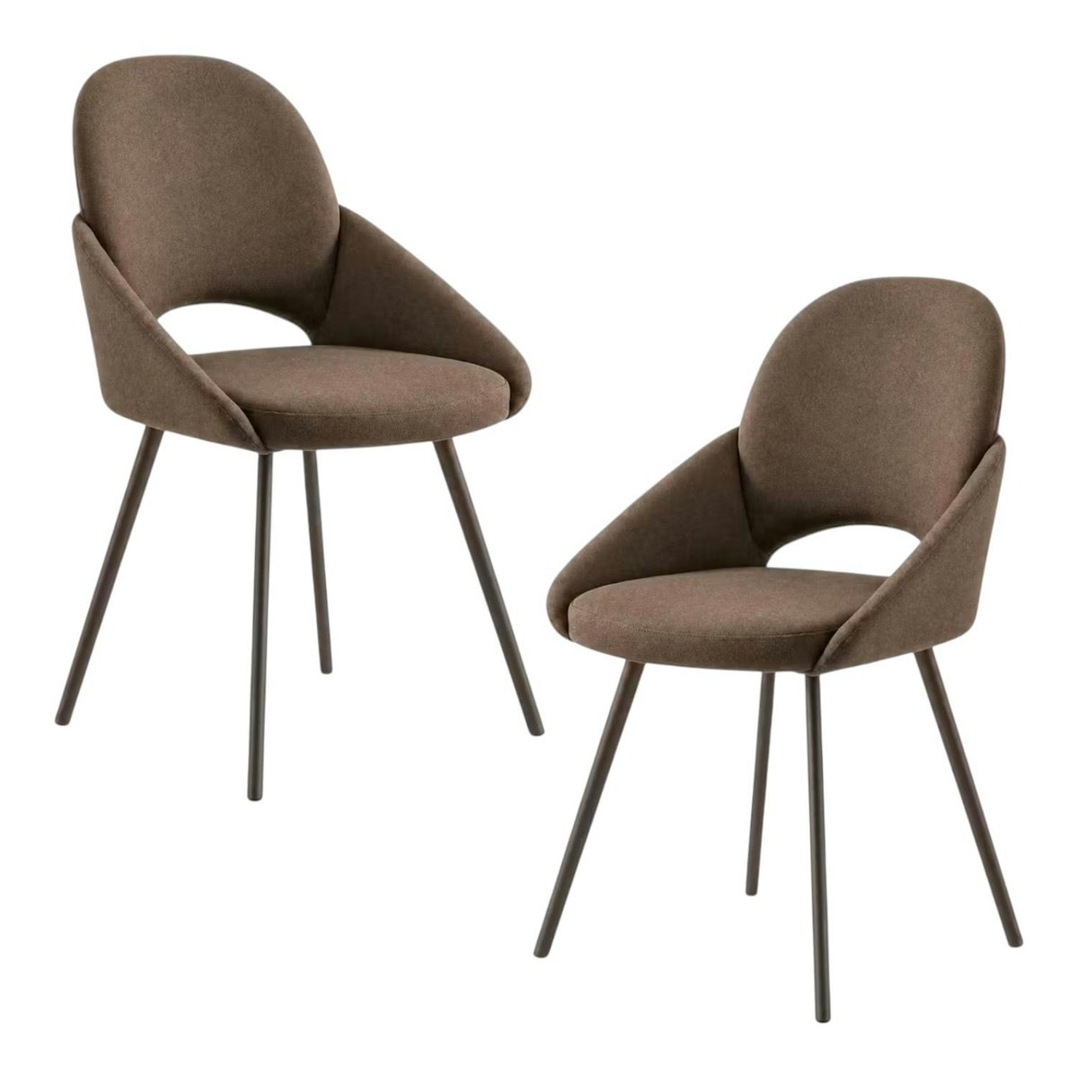 Chaise en tissu accoudoirs intégrés (lot de 2) AUREN marron, PIER IMPORT