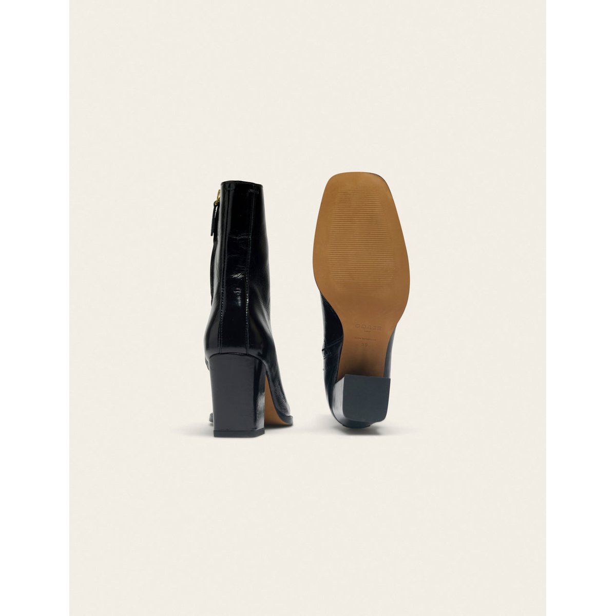 Bottines à talons SORALI cuir plissé noir, ODAJE