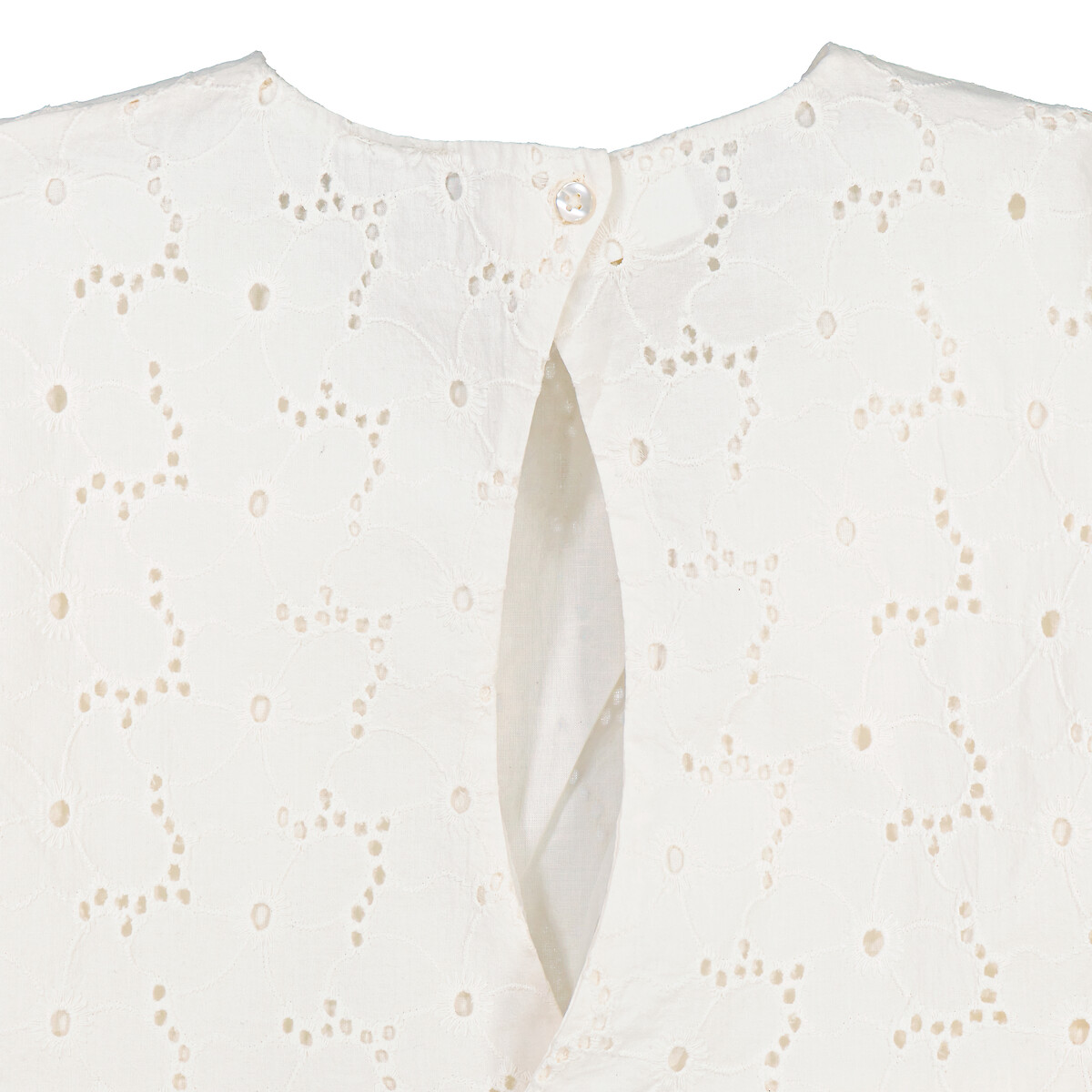 Broderie Anglaise Blouse in Organic Cotton with Short Sleeves ecru , LA REDOUTE COLLECTIONS