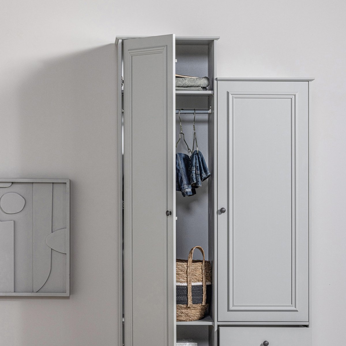 Armoire 2 portes en LILY gris, WOOOD