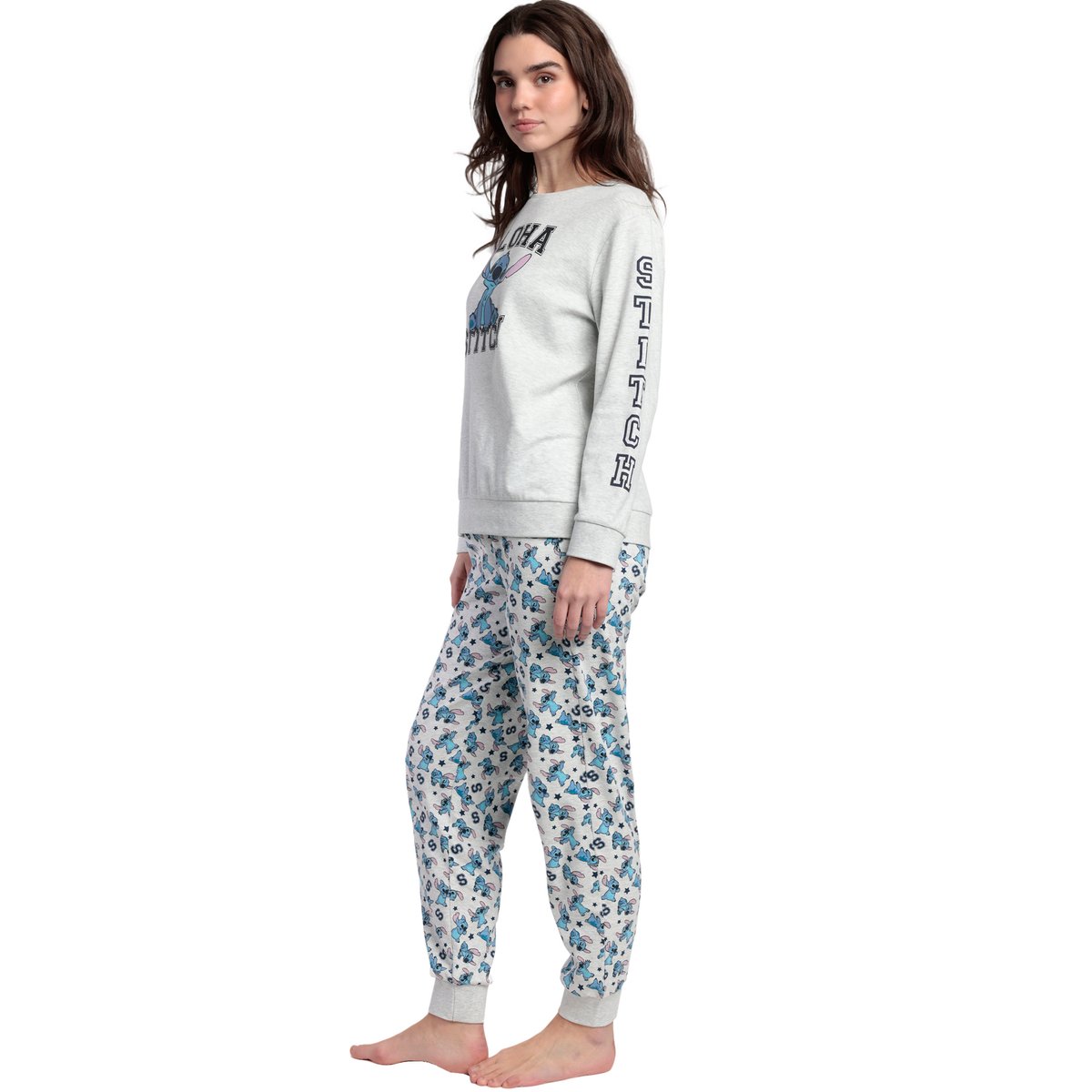 Pyjama pantalon top manches longues Aloha Stitch Disney gris, ADMAS