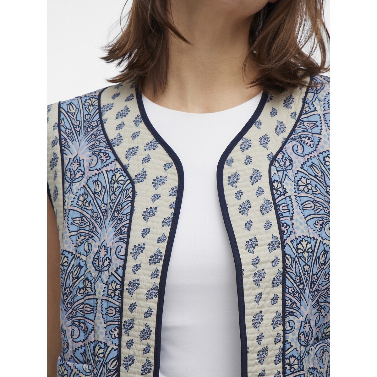 Sleeveless Printed Cardigan blue print/white, VILA